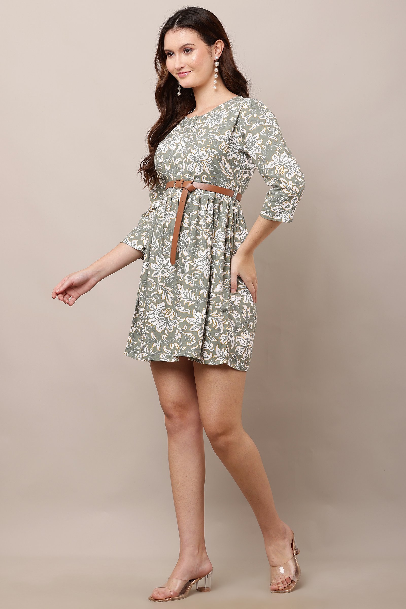 Women's Casual Printed Dress Grey