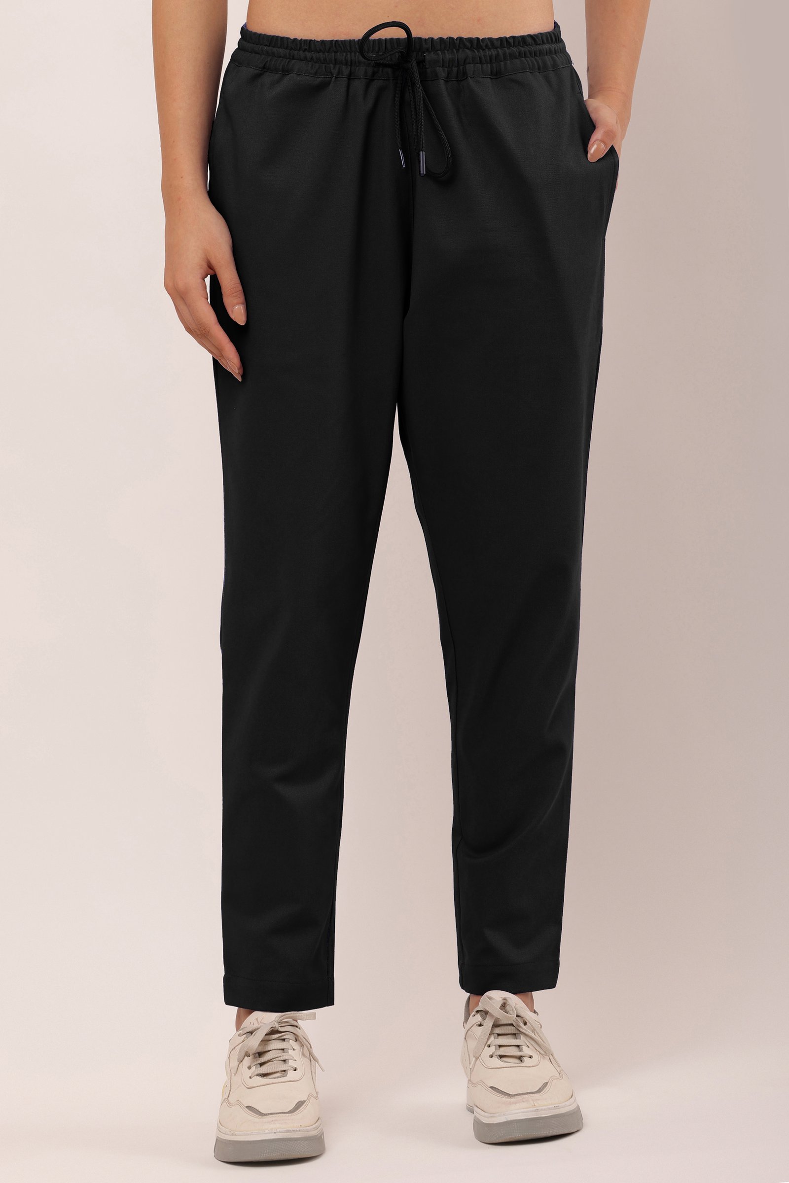 Girls Cotton Twill Lycra Stretch Trousers BLACK