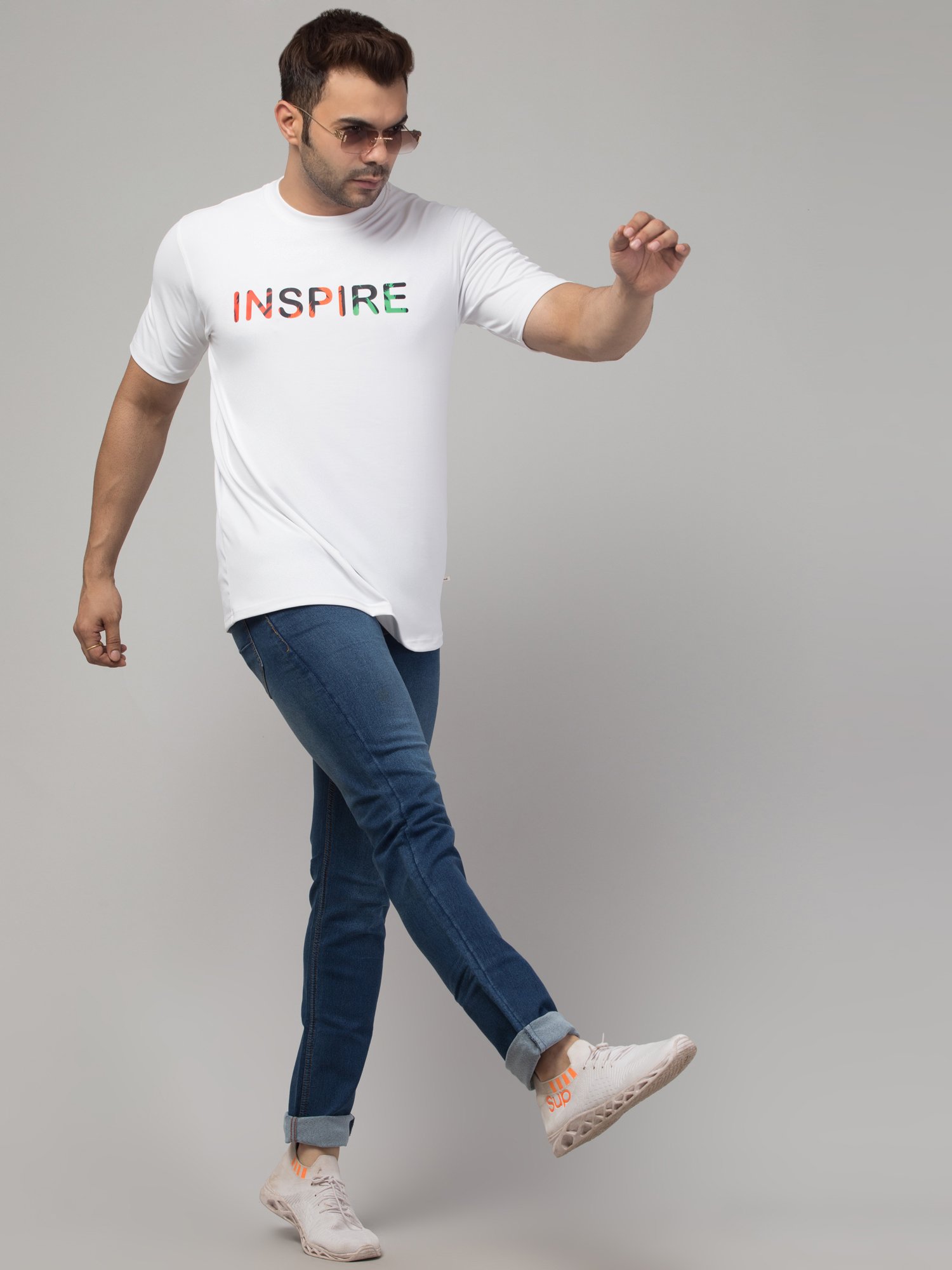Printed Men Round Neck white T-Shirt